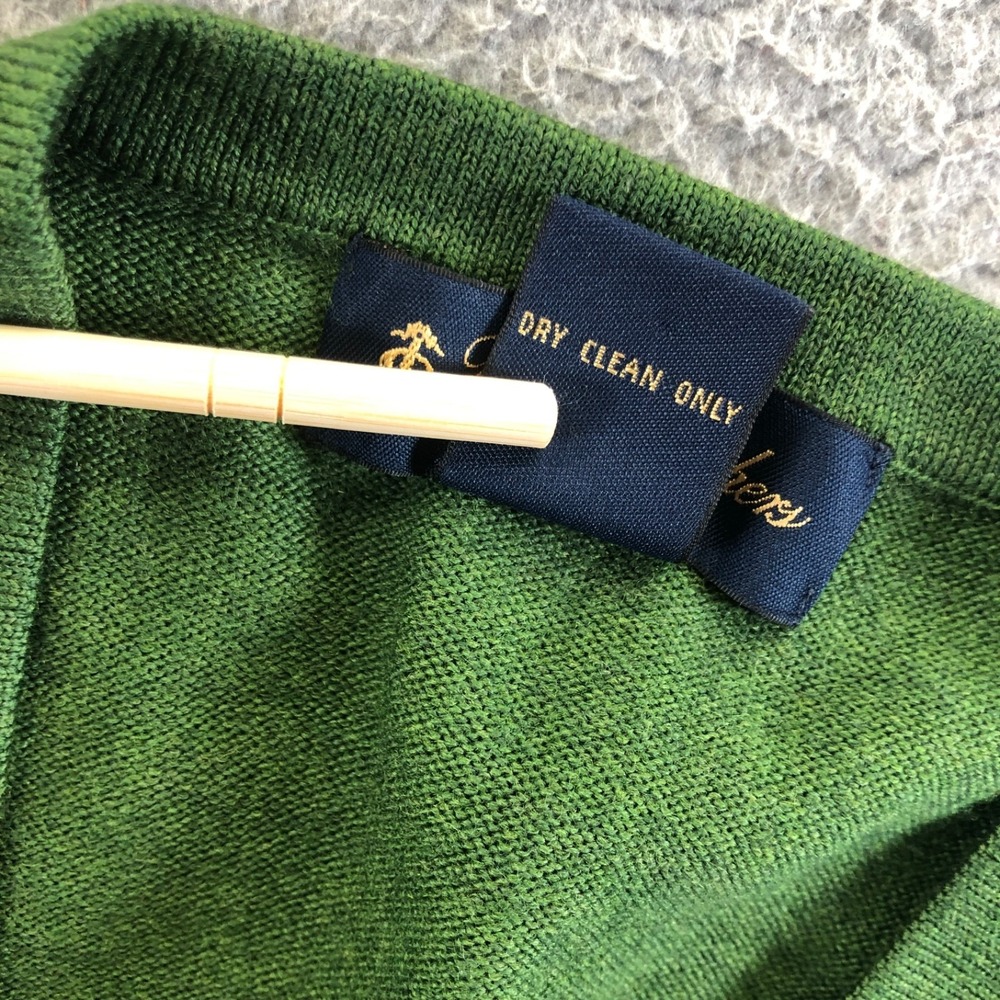 Vtg Brooks Brothers Sweater Mens Extra Large Green Merino Wool V Neck Pullover - Picture 11 of 12